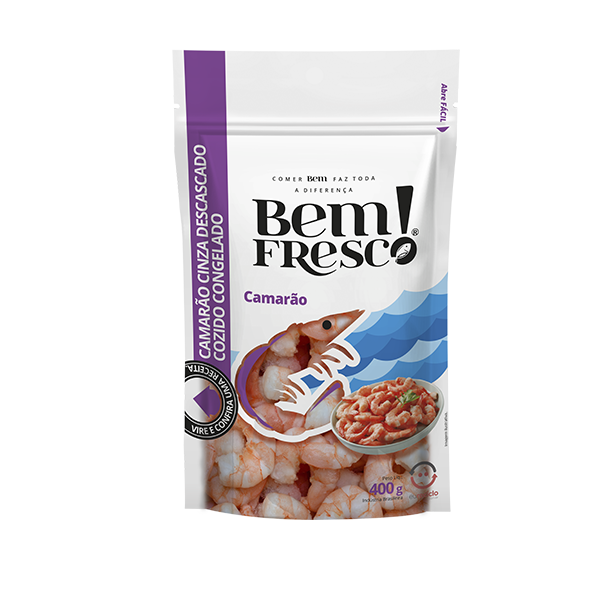 CAMARÃO CINZA DESCASCADO 71/90 BEM FRESCO 400g