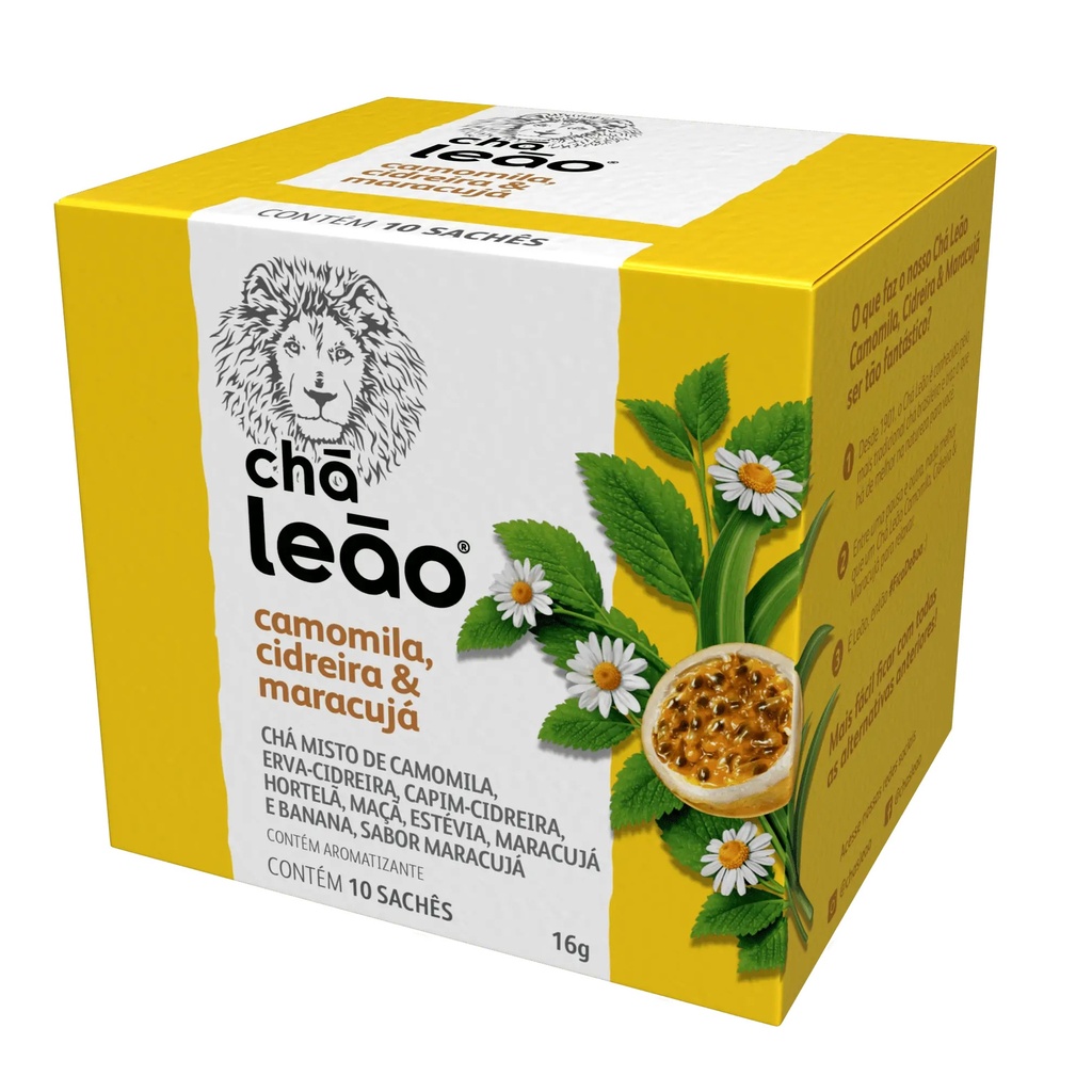 Chá Leão Misto Camomila / Cidreira / Maracujá 16g (10 Sachês)