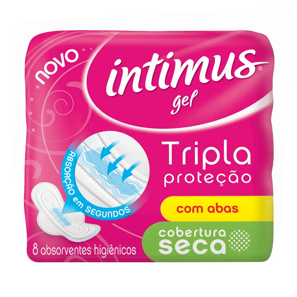 ABSORVENTE INTIMUS GEL NORMAL 8 UNIDADES COM ABAS