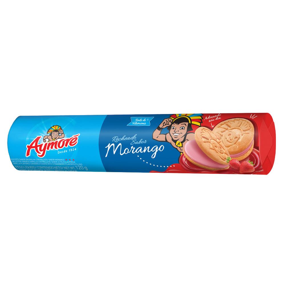 BISCOITO AYMORE RECHEADO MORANGO 120G