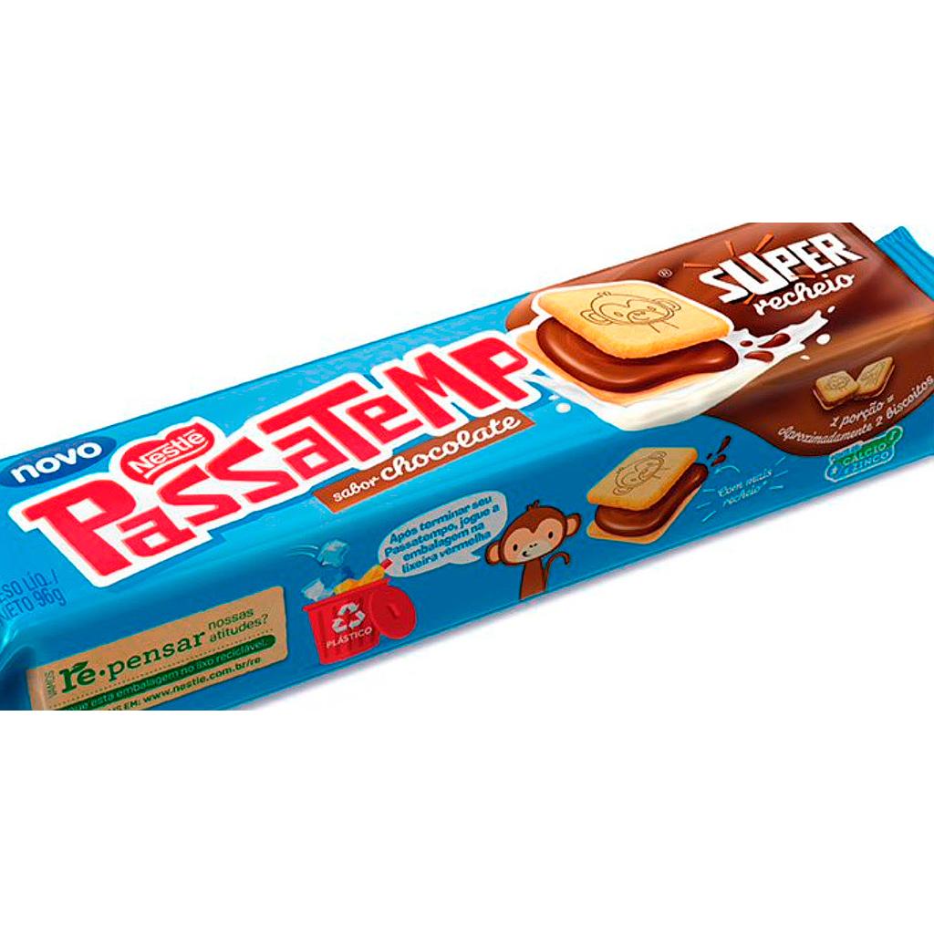 BISCOITO PASSATEMPO SUPER RECHEADO CHOCOLATE 96G