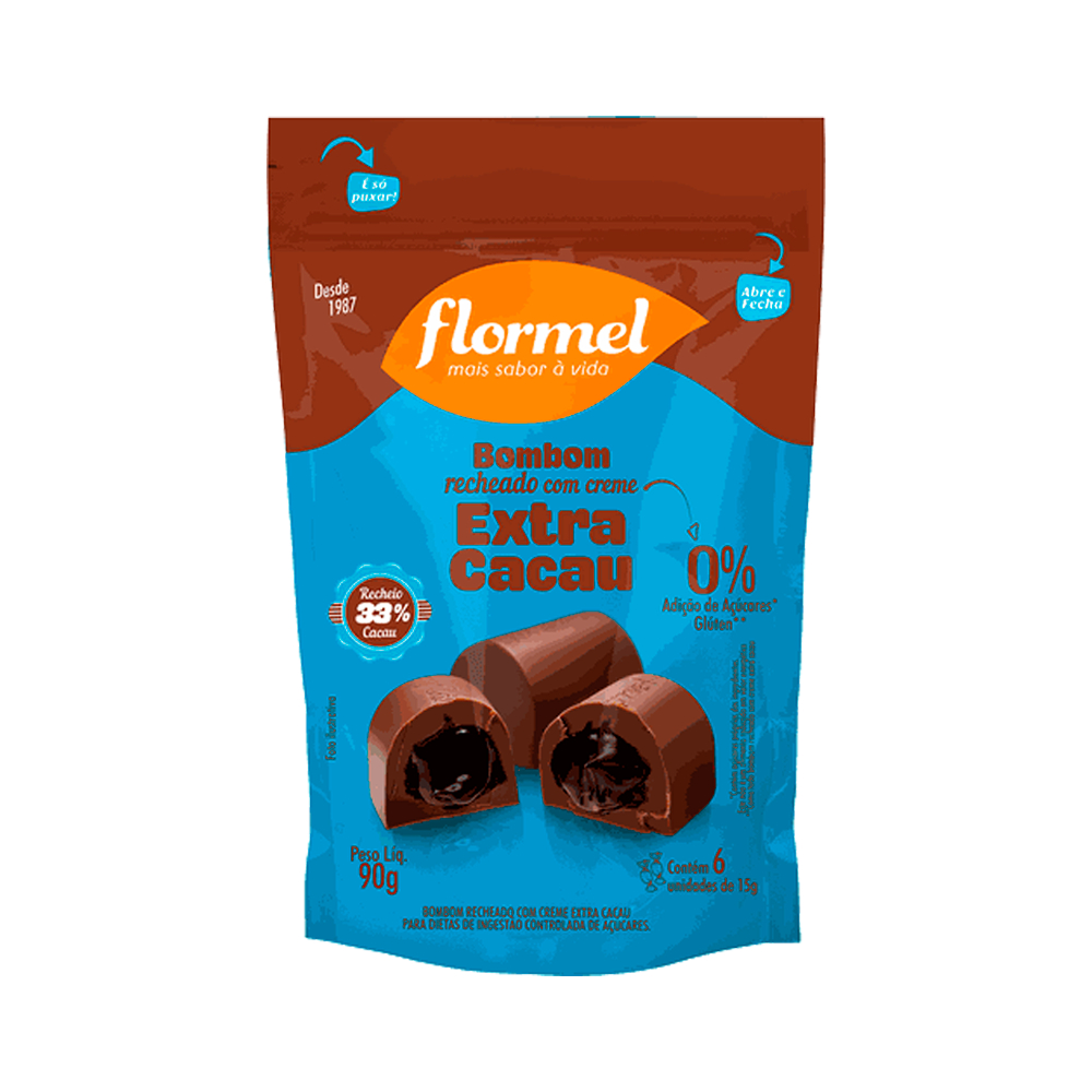 BOMBOM POUCH CREME EXTRA CACAU FORMEL 90G