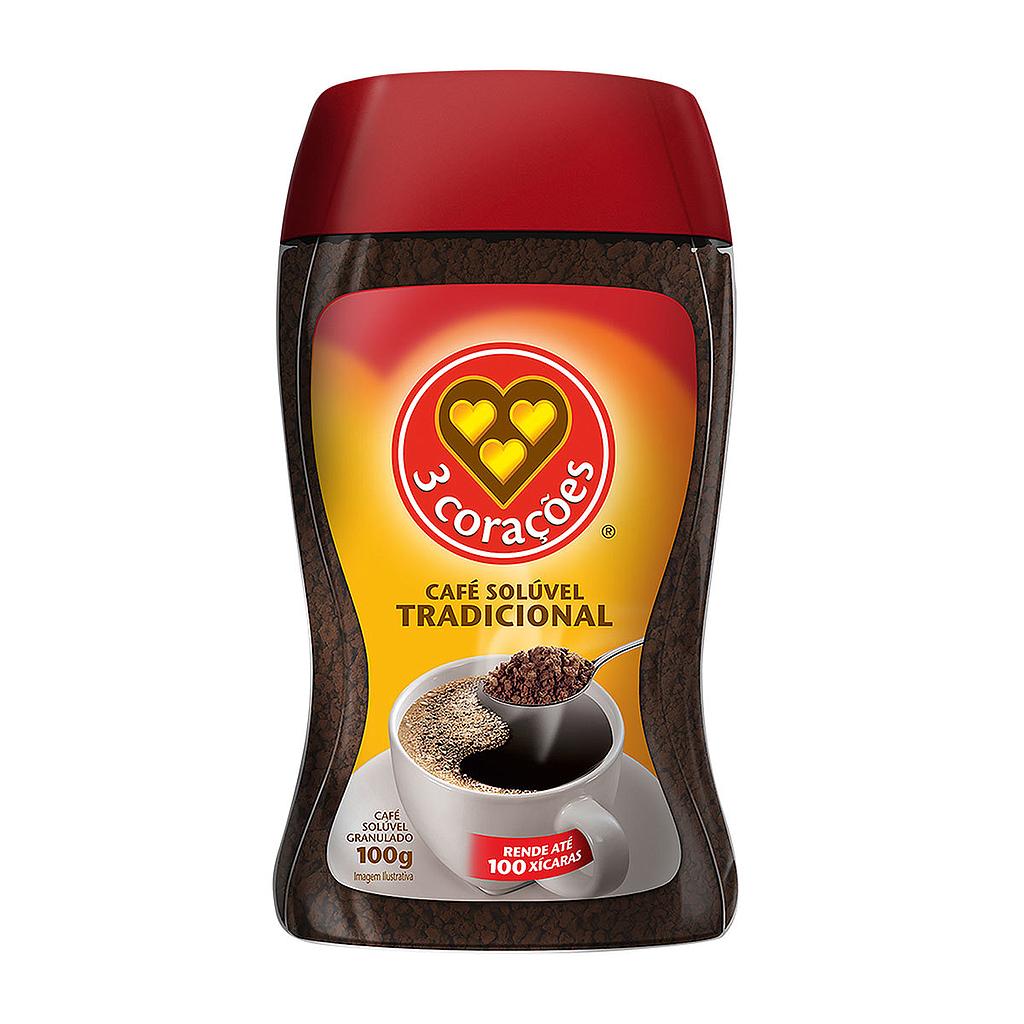 CAFE 3 CORACOES SOLUVEL TRADICIONAL VIDRO 100G