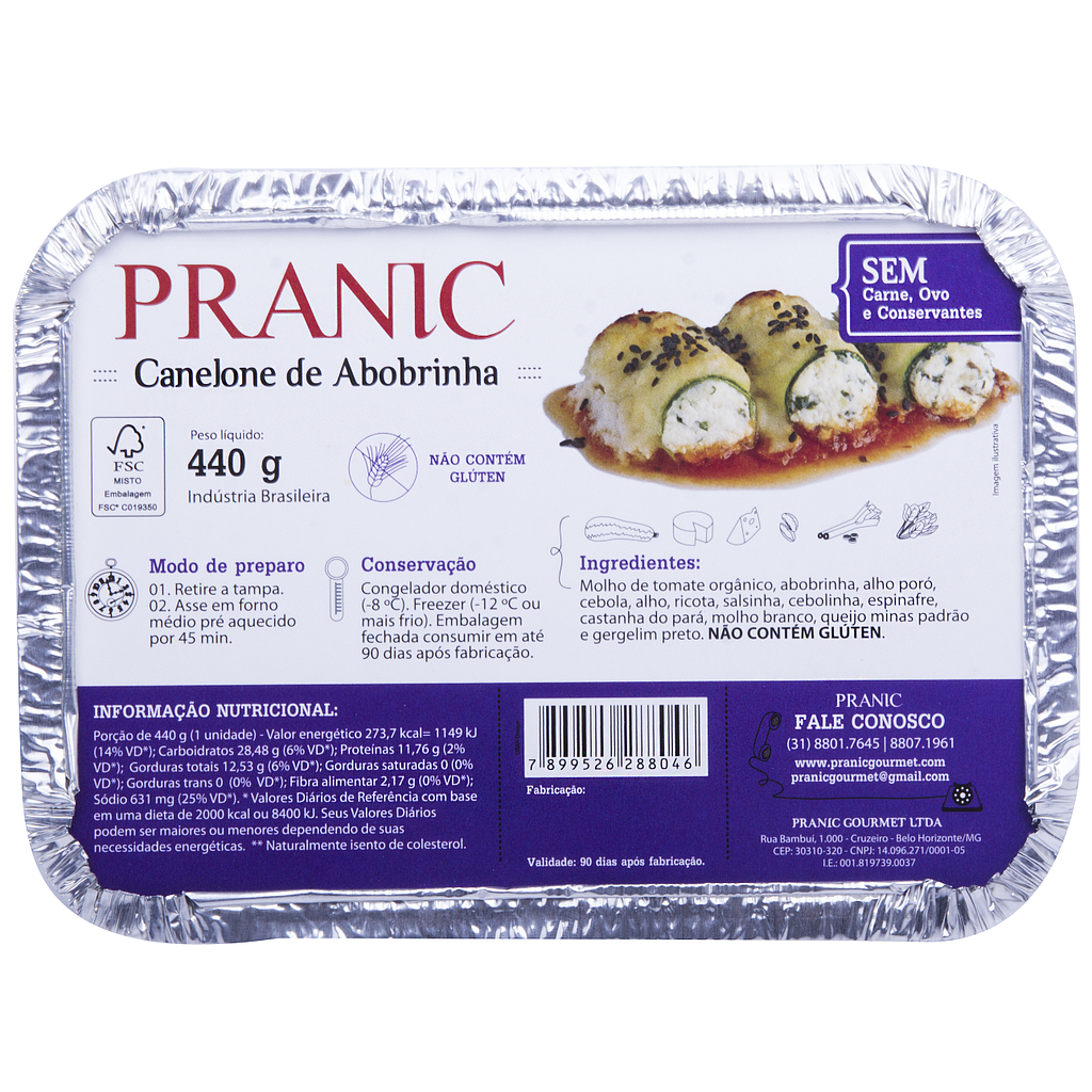 CANELONE DE ABOBRINHA PRANIC 440G