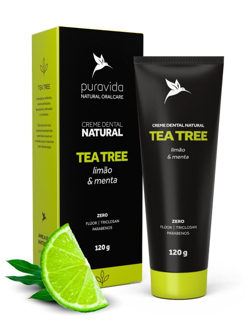 CREME DENTAL TEA TREE LIMAO E MENTA PURA VIDA 120G