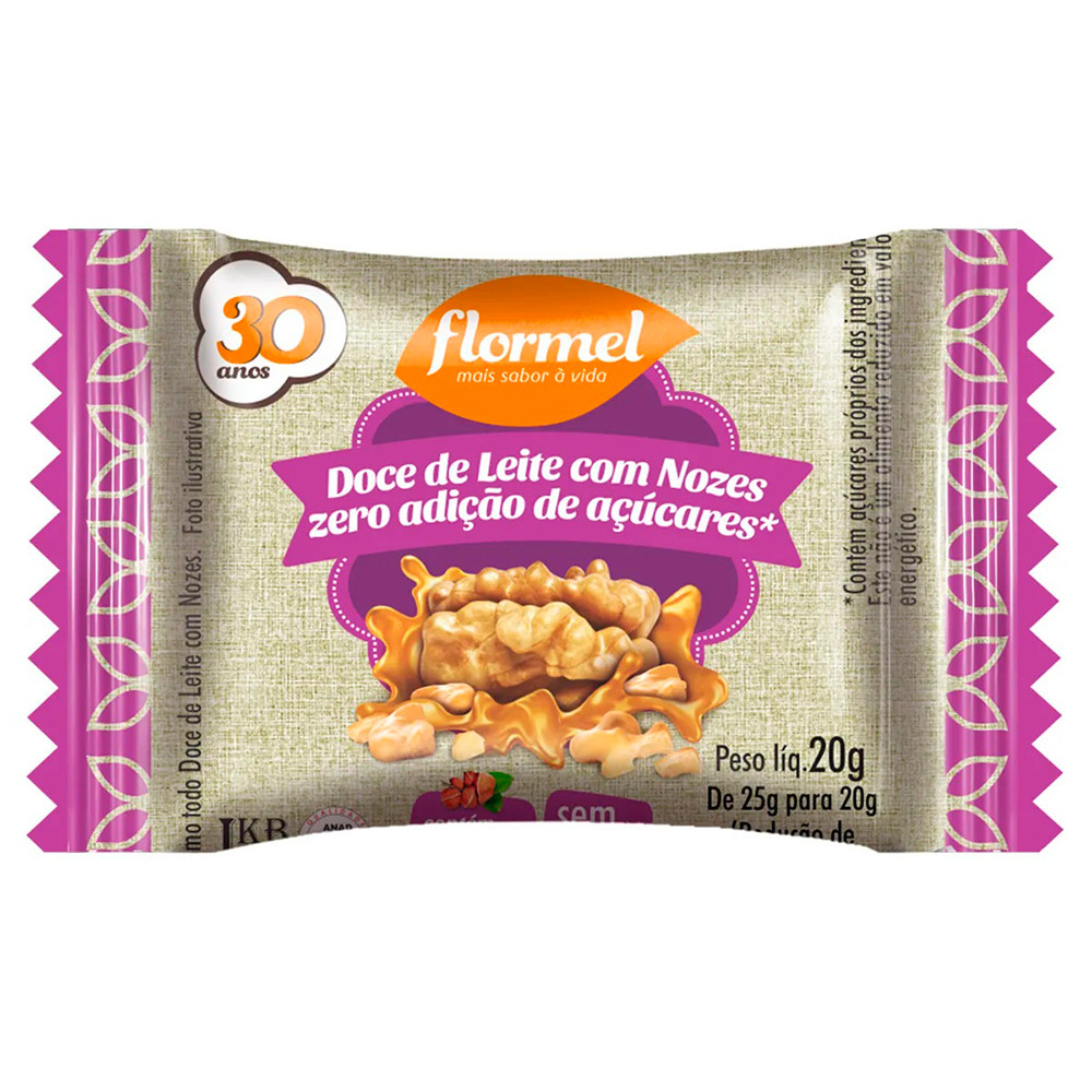 DOCE FLORMEL DOCE DE LEITE COM NOZES ZERO  20G