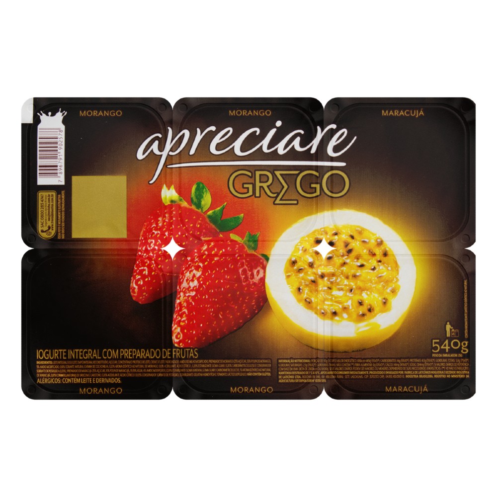 IOGURTE APRECIARE MORANGO/MARACUJÁ 540G