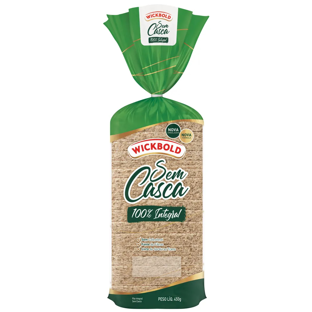 PÃO DE FORMA SEM CASCA INTEGRAL WICKBOLD 450G